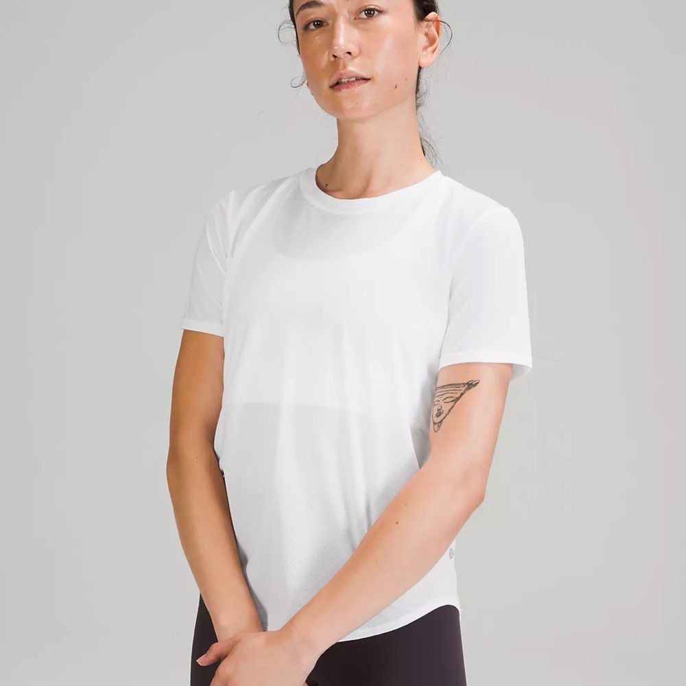 White Lululemon running top, new